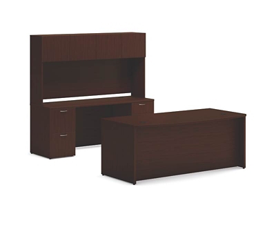 Mod 72"W Bowfront Desk w/ Credenza and Hutch Set