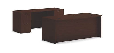 Mod 72"W Double Pedestal Desk and Credenza Set