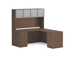 Mod Double Pedestal L-Shaped Desk w/ Hutch - 66"W x 72"D