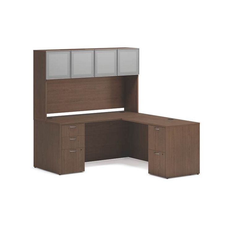 Mod Double Pedestal L-Shaped Desk w/ Hutch - 66