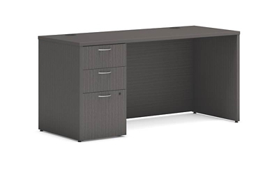 Mod Single Pedestal Credenza Desk - 60"W x 24"D