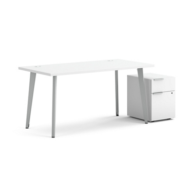 Voi Angled Leg Writing Desk w/ Pedestal - 60"W x 30"D