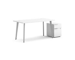 Voi Angled Leg Writing Desk w/ Pedestal - 60"W x 30"D