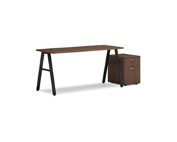 Mod Table Desk w/ A-Legs and Pedestal - 60"W x 24"D