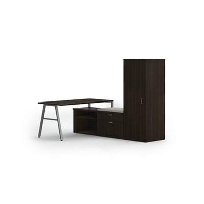 Mod L-Shaped Desk w/ A-Legs and Storage Set