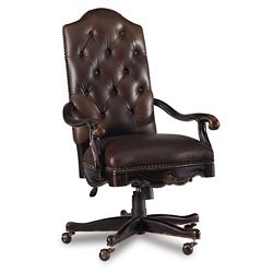 Button Tufted Faux Leather Computer Chair