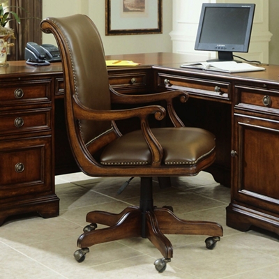 Traditional Scroll Arm Leather Executive Chair