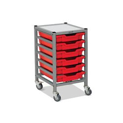 Low Single Storage Cart w/6 Trays - 3"D