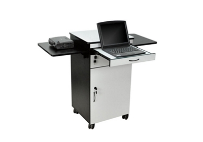 Adjustable Height Steel AV Cart with Cabinet