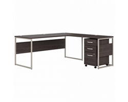 Hybrid L-Shaped Desk with Mobile Pedestal - 72"W x 72"D