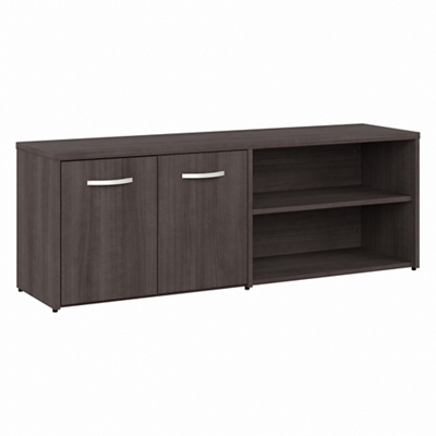 Bush Business Furniture Hybrid Office Storage Cabinet with Drawers and Shelves Black Walnut