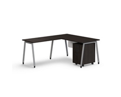 Holloway 59” L-Desk w/ 3-Drawer Mobile File Pedestal