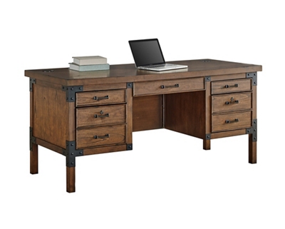 Martin Furniture 66W Wood Double Pedestal Executive Desk Dark Brown