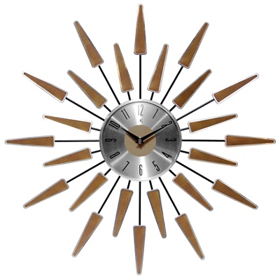 Mid Century 22" Wood and Metal Wall Clock