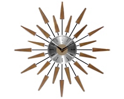 Mid Century 22" Wood and Metal Wall Clock
