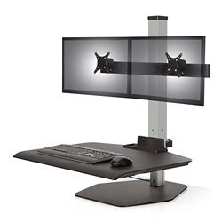 Dual Monitor Station with Freestanding Base - 30"W Work Surface