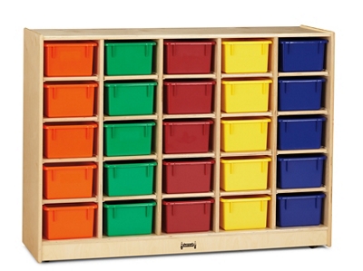 Children's 25 Cubby Unit with Colored Trays