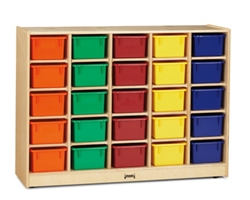 Children's 25 Cubby Unit with Colored Trays