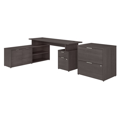 Jamestown 71"W L-Shaped Desk w/ Lateral File Set