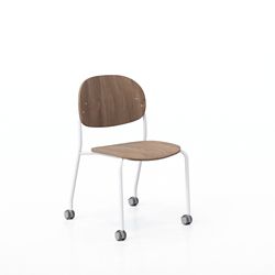 Tioga Armless Guest Chair with Casters - Laminate Seat and Back