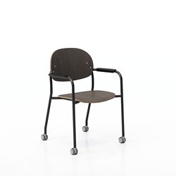 Tioga Guest Chair with Arms and Casters -  Laminate Seat and Back