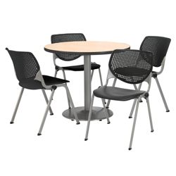Modern Round Pedestal Table and Chair Set - 42" Diameter