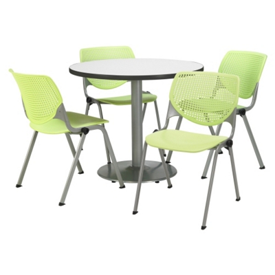 Modern Round Pedestal Table and Chair Set - 36" Diameter