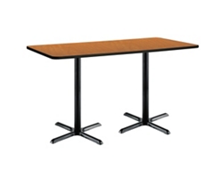 Bar Height Two-Pedestal Table with X-Base - 72"W x 30"D