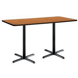 Bar Height Two-Pedestal Table with X-Base - 72"W x 30"D