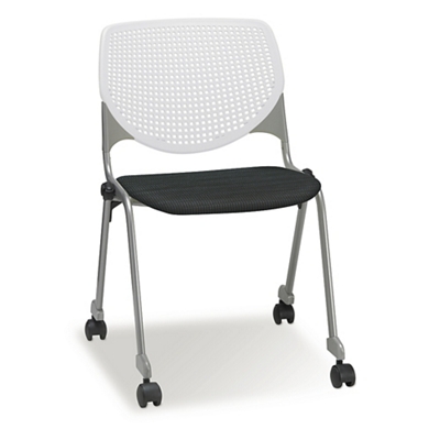 Figo Stack Chair with Fabric or Polyurethane Seat and Casters