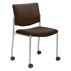 Mobile Armless Guest Chair in Fabric, Faux Leather or Polyurethane