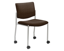 Mobile Armless Guest Chair in Fabric, Faux Leather or Polyurethane