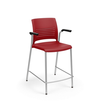 Strive Cafe Height Stool with Cantilever Arms - Poly Seat & Back
