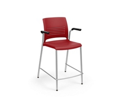 Strive Cafe Height Stool with Cantilever Arms - Poly Seat & Back