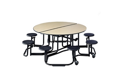 Uniframe Round Cafeteria Table with Stools- Black Frame - 83" dia