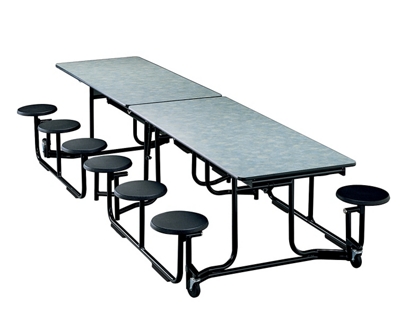 Uniframe Cafeteria Table with 12 Stools and Black Frame  - 10'