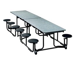 Uniframe Cafeteria Table with 12 Stools and Black Frame  - 10'