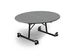 Uniframe Round Mobile Folding Table w/ Black Frame - 60" Diameter