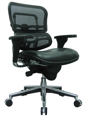 Mid Mesh Back Leather Seat Chair