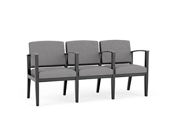Mason Street Wood 3 Seat Sofa with Center Arms in Premium Upholstery