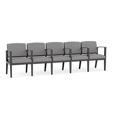 Mason Street Wood 5 Seat Sofa with Center Arms in Premium Upholstery