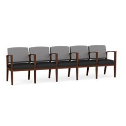 Mason Street Wood 5 Seat Sofa with Center Arms in Premium Upholstery