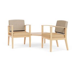 Mason Street Wood 2 Guest Chairs with Corner Table in Premium Upholstery