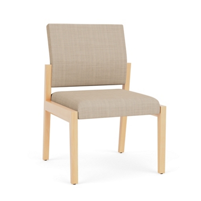 Hampton Armless Guest Chair in Polyurethane or Fabric/Poly Combo - 22.5"W