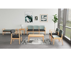 Mason Street Wood 2 Seat Sofa with Center Arm in Standard Upholstery