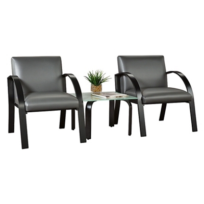 Symphony Seating Set Two Vinyl Guest Chairs and End Table