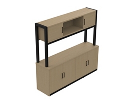 Cortez 72” Storage Credenza w/ Hutch - 72"Wx18"D