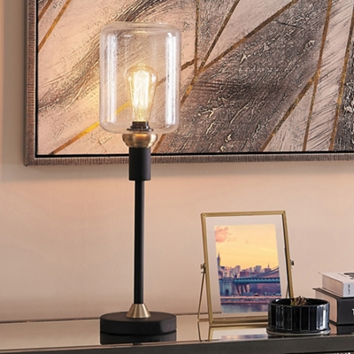 Glass and black store table lamp