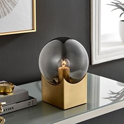 Frost/Smoke Glass Table Lamp Orb - 11"H