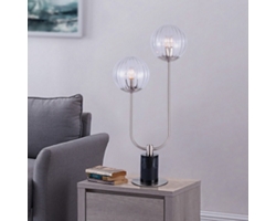 2-Lite Table Lamp, Ribbed Dome Shades - 30"H
